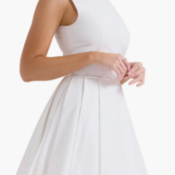 House of CB Claretta White Pleated Cotton Mini Dress - Picture 6 of 8